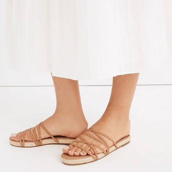 Madewell The Kathryn Espadrille Slide Sandal in Leather - Picture 1 of 9